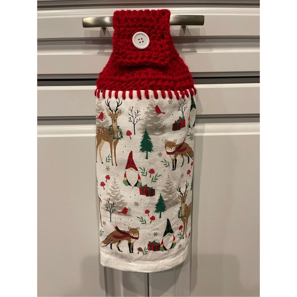 Crochet Top Kitchen Towel- Christmas Theme